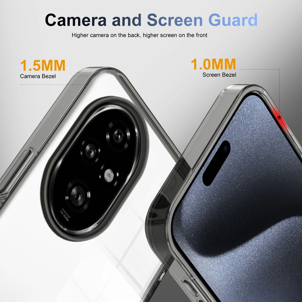 Transparent Shockproof Phone Case - Soft Anti-slip HD Clear TPU+PC Cover