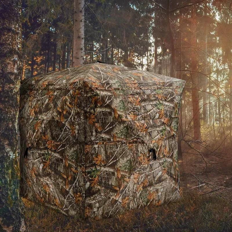 2-3Persons Outdoor Camping Hunting Camouflage Tent Portable Light Weight 270 Degree Unobstructed Viewing Angle Tourist Equipment