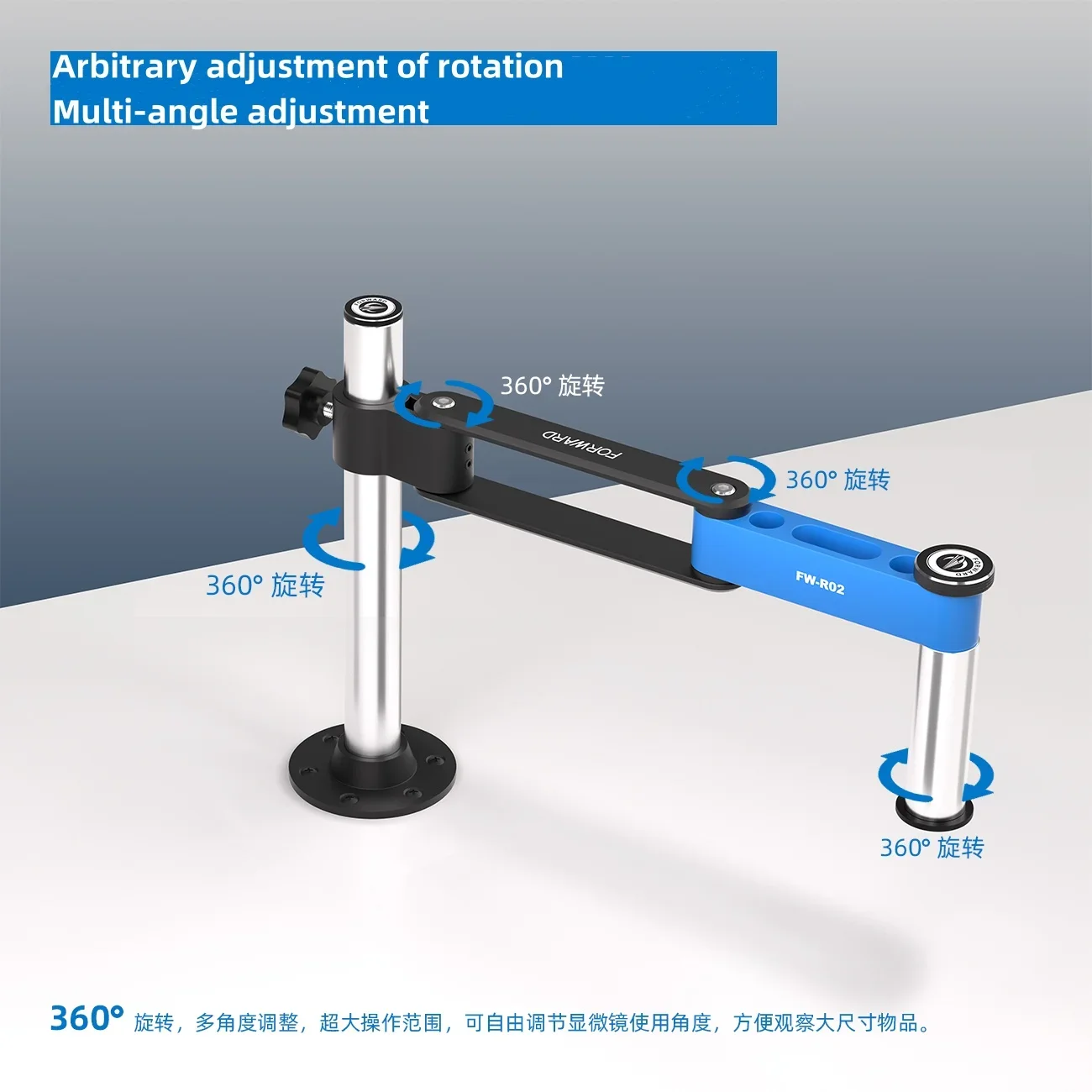 32mm Stereo Microscope Articulating Arm 360&deg; Rotatable Universal Both Arms Stand Microscopio HDMI USB Video Camera Phone Repair