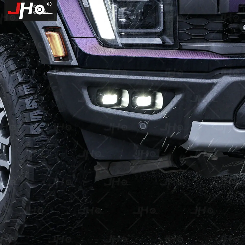 JHO-앰버 안개등 업그레이드 키트, 포드 F150 랩터 2022 2023 자동차 액세서리, 커버 베젤이 있는 직접 교체 램프