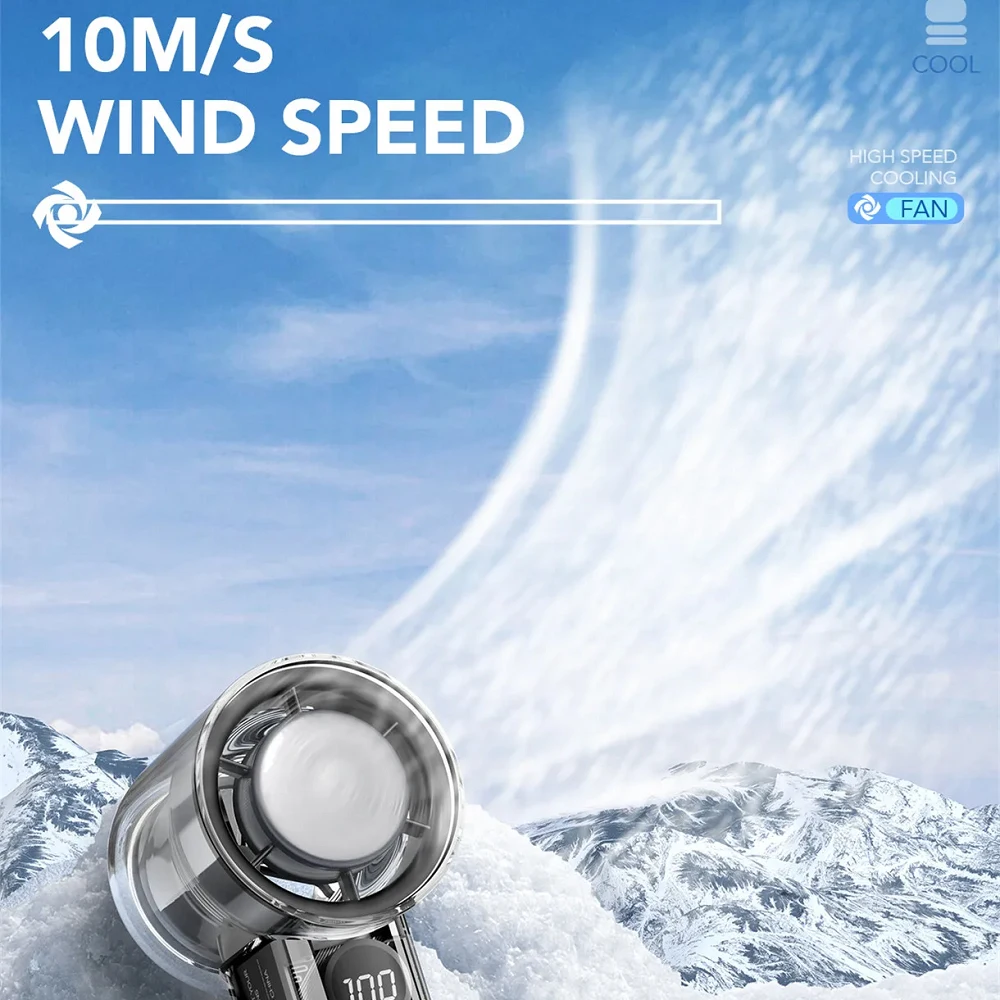 Refrigeration Portable Handheld Turbo Fan USB Rechargeable 100 Wind Speeds Mini Personal Fan handheld fan For Travel Camping Outdoor Indoor
