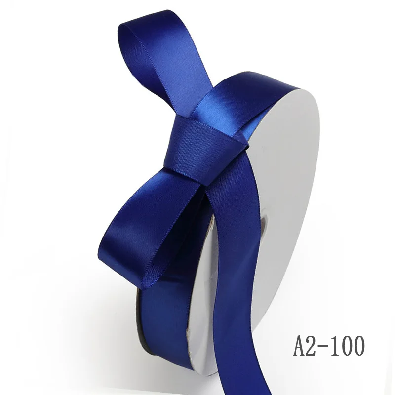 100 야드 2.5CM 새틴 리본 선물 포장 웨딩 파티 꽃 꽃다발 머리 리본 장식 DIY 공예 액세서리 리본