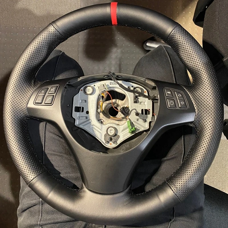 Steering Wheel Cover Anti-Slip Car Accessories Black Leather Car Steering Wheel Braid For BMW M Sport M3 E90 E91 E92 E93 E87 E81 E82 E88 X1 E84