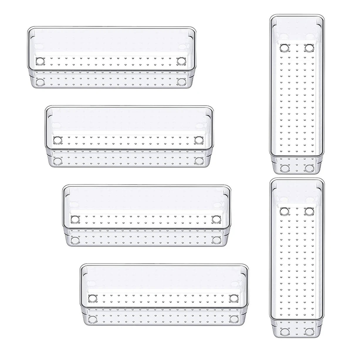 

6 шт. органайзер для ящиков, прозрачный Настольный органайзер для ящиков, лоток для хранения для макияжа, ювелирных изделий, посуды в спальне, комод