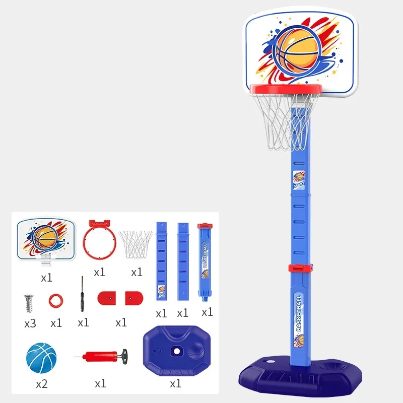 77-140Cm Basketball Hoop for Kids 4 in 1 Adjustable Height Outdoor Sports Toys Set with Baseball Bat Ring Tossing Game