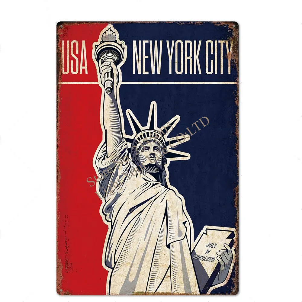 

New York Vintage Metal Poster Plaque Metal Vintage British Coffee Bar House Home Decorative Metal Plate Wall Decor Tin Sign 2020