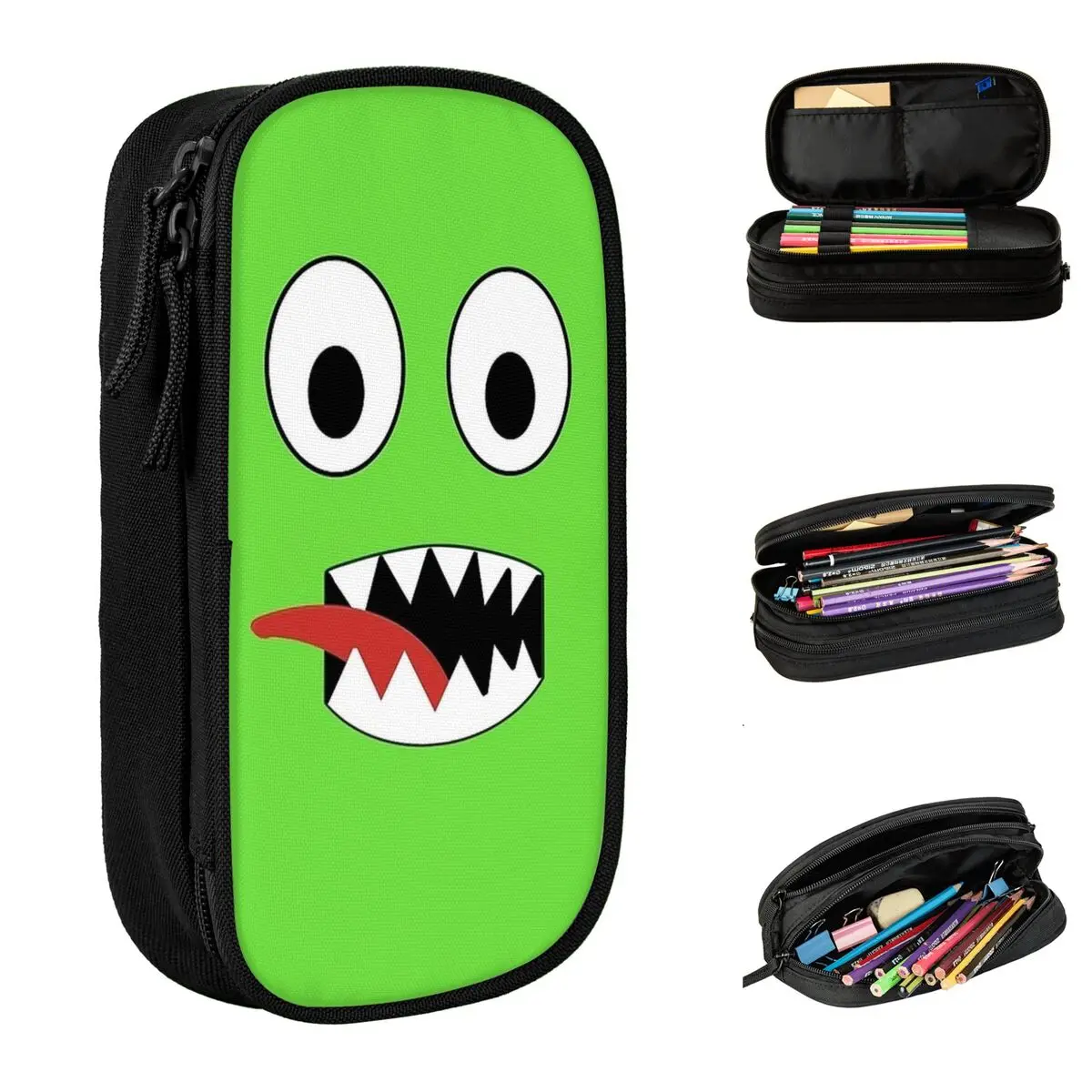 Green Face Rainbow Friends Game Pencil Case Pencil Box Box Box Per Girl Boy Large Storage Bags Studenti Regali Scolastici Cancelleria