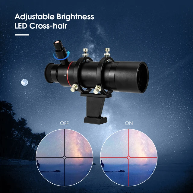 SVBONY SV208 8x50 Finderscope For Telescopes - Straight-Through Correct Image, Illuminated Reticle, Wide 7.3° View