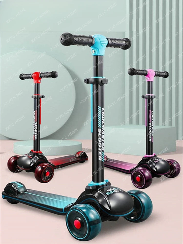 

Zuoqixia Scooter Children 3-6 Years Old Children 8-12 Three-Wheel Flash Scooter Baby Yo Walker Car