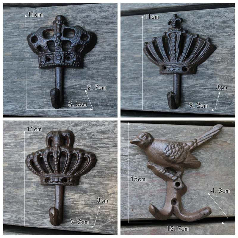 European crown retro cast iron forged coat hook coat decoration wall decoration outdoor home metope accessories 1pcs wall mount hooks multi purpose hooks metal hook antique hooks