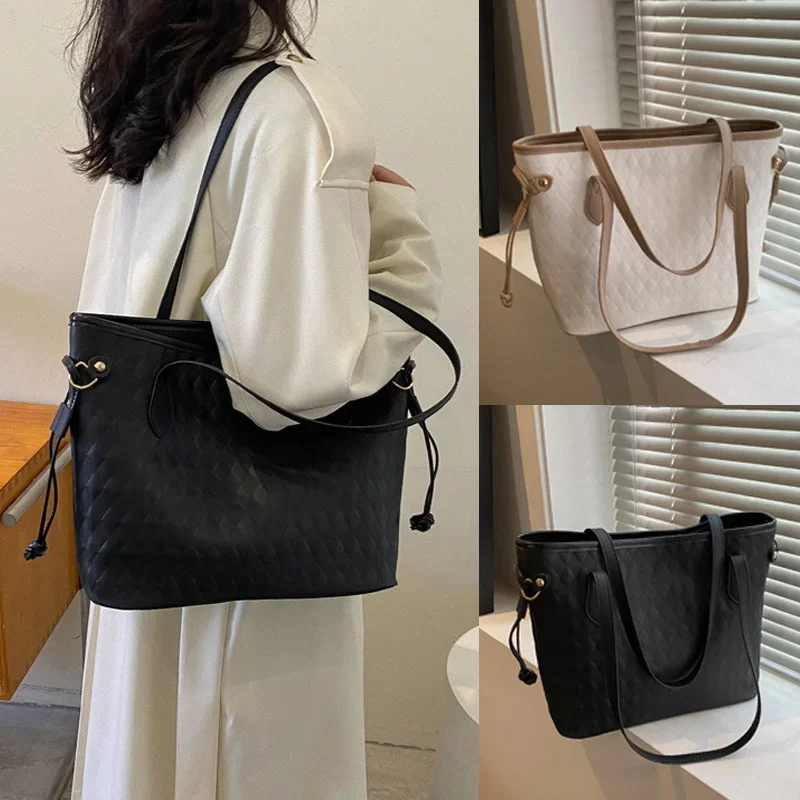 Ladies Tote Large Capacity Work Bag Simple Fashion Soft Leather Underarm Bag Student Single Shoulder Tote Bag
