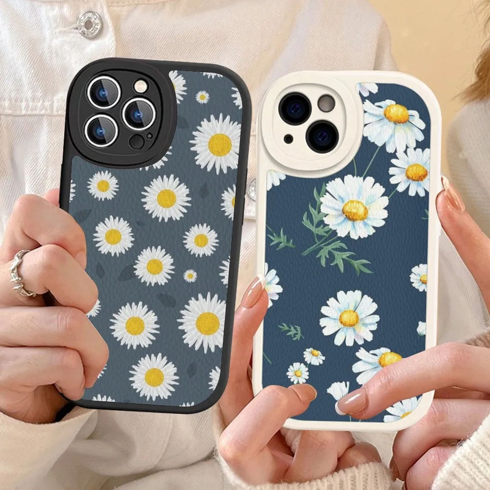 

Painting Daisy Phone Case Hard Leather For iPhone 14 13 12 Mini 11 14 Pro Max Xs X Xr 7 8 Plus Fundas