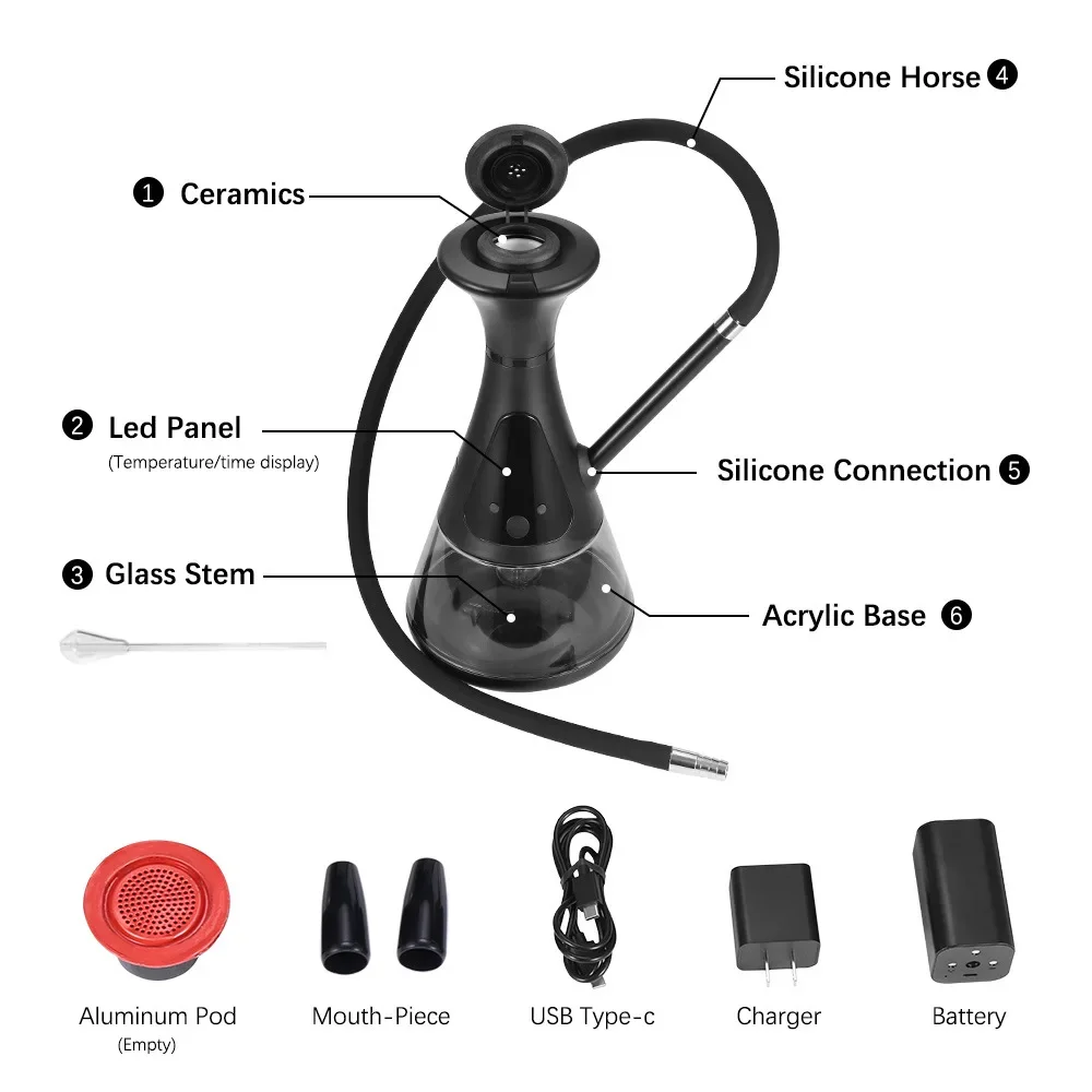 LED Electric Hookah Set with Touch Screen Bongs in Australian