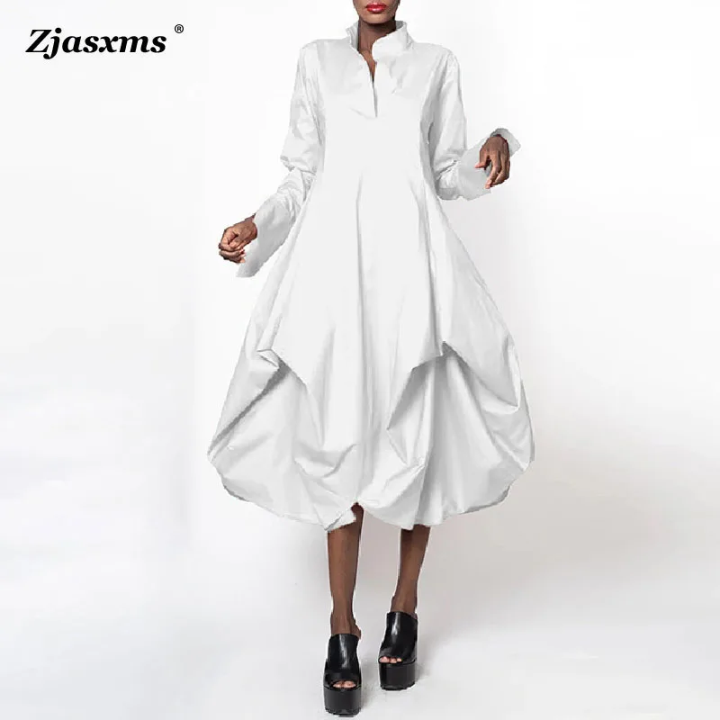 

Винтажное свободное женское длинное платье с воротником-стойкой, весна-осень, Женские Повседневные Вечерние платья с круглым вырезом и широкой юбкой