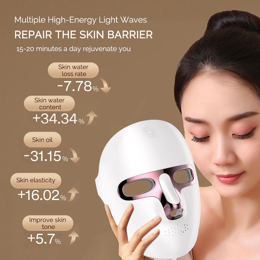 Wireless 7 Colors Photon Face LED Mask Red Light Facial Beauty Mask Skin Rejuvenation Anti Aging Anti-Wrinkle Skin Care Tool