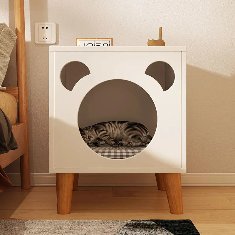 

Frame Multifunctional Wooden Cat Bed Cabinet Desk Solid Wood Table Living Room Bedside Sofa Small Storage Cabinet Furniture
