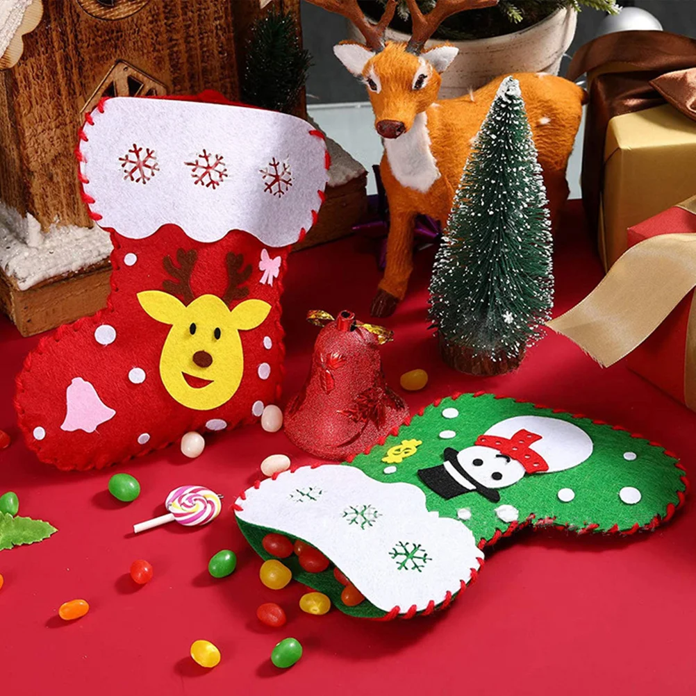 

Christmas Craft Diy Felt Stockings Ornaments Handmade Xmas Felt Stocking Sewing Kit Kids Santa Snowman Reindeer Tree Wall Door