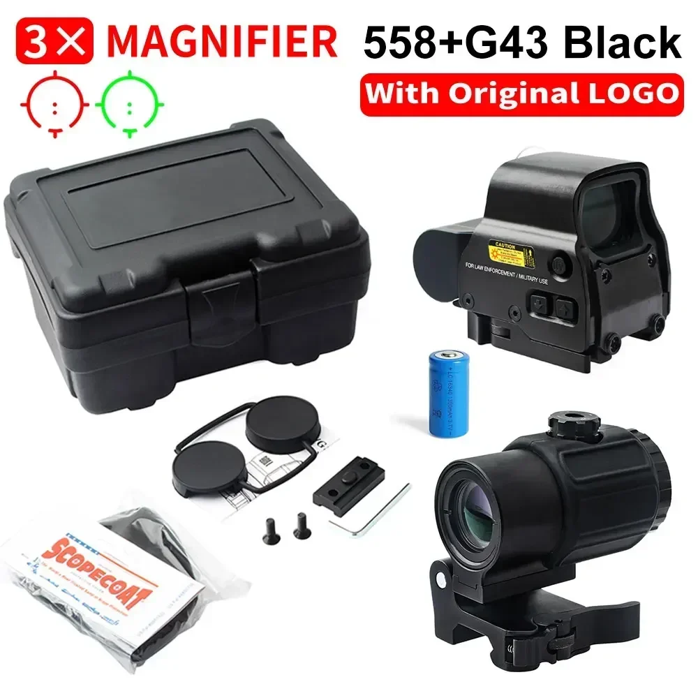 Eotech Holographic Collimator 558 Red Dot Sight G43/G33/G45 3X 5X Magnifier Airsoft Hunting Gear w/ 20mm Rail Mounts & QD Lever red dot sight holographic collimator