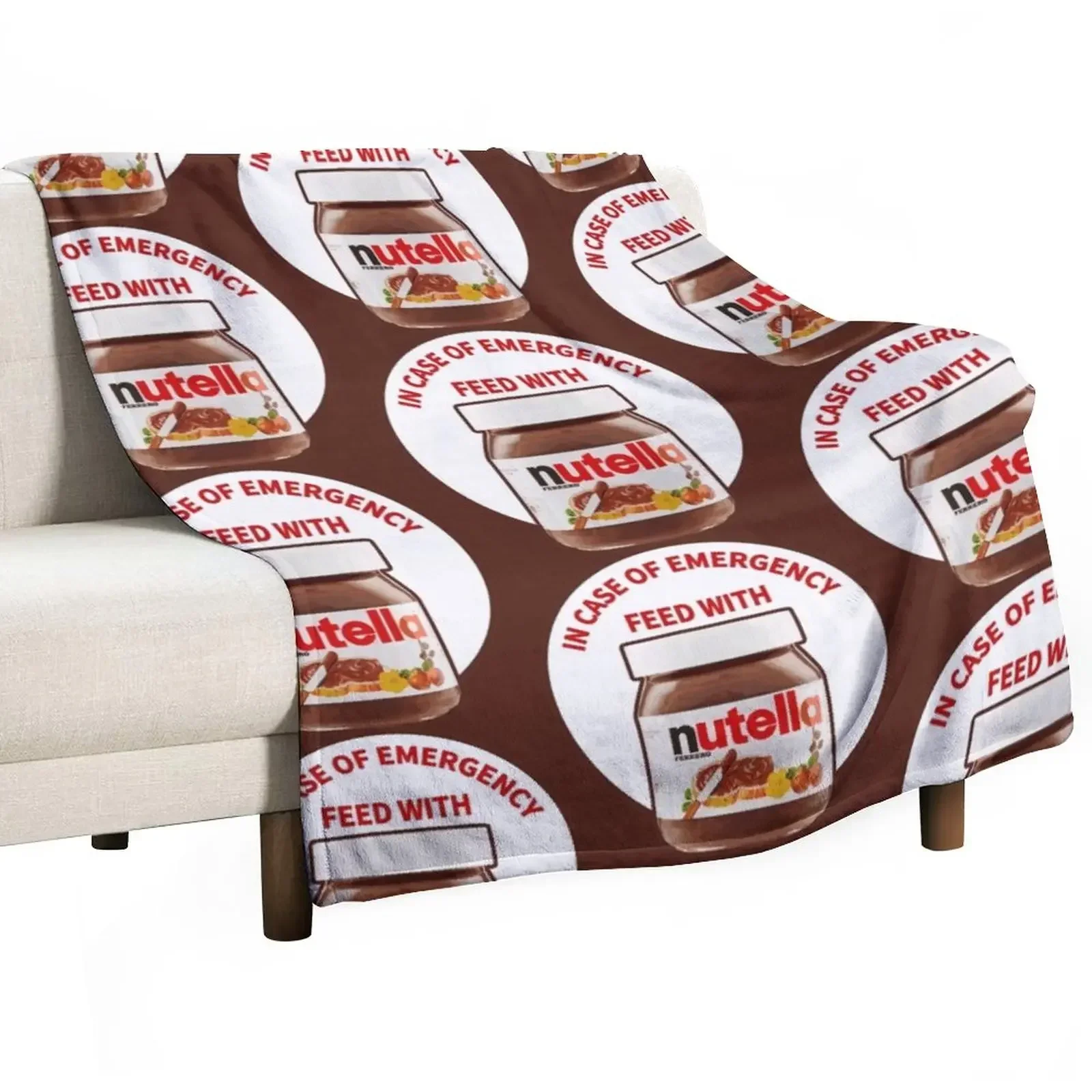 

In Case Of Emergency Feed With Nutella Throw Blanket Soft Big Retros Blankets