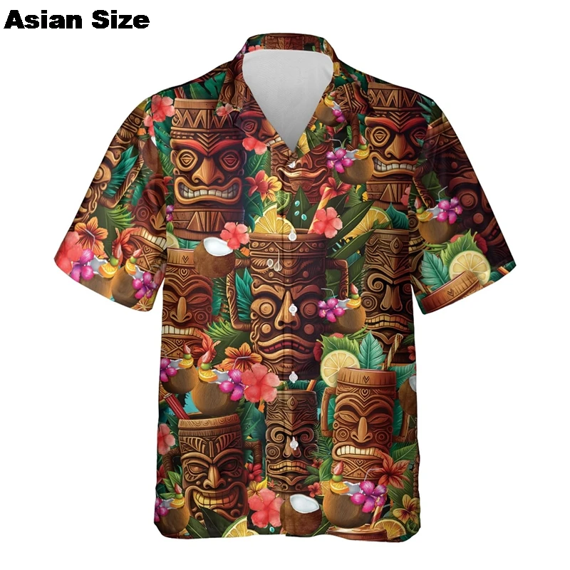 2025 Hawaii Cocktail Shirt For Mens Clothes Drink Juice Summer Shirts Button Clothing Short Sleeve Lapel Blouse Aloha Unisex Top 4