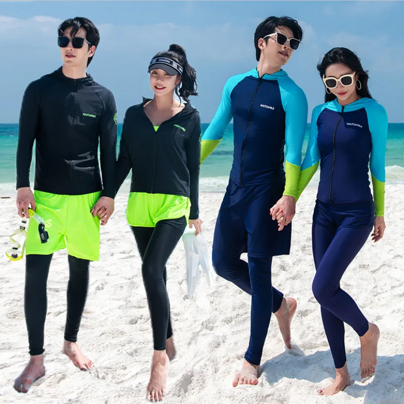 Men's Long Sleeve Diving Suit with Split Korean Style Swimming And Surfing Sports Swimwear for Floating Diving Beach Wear