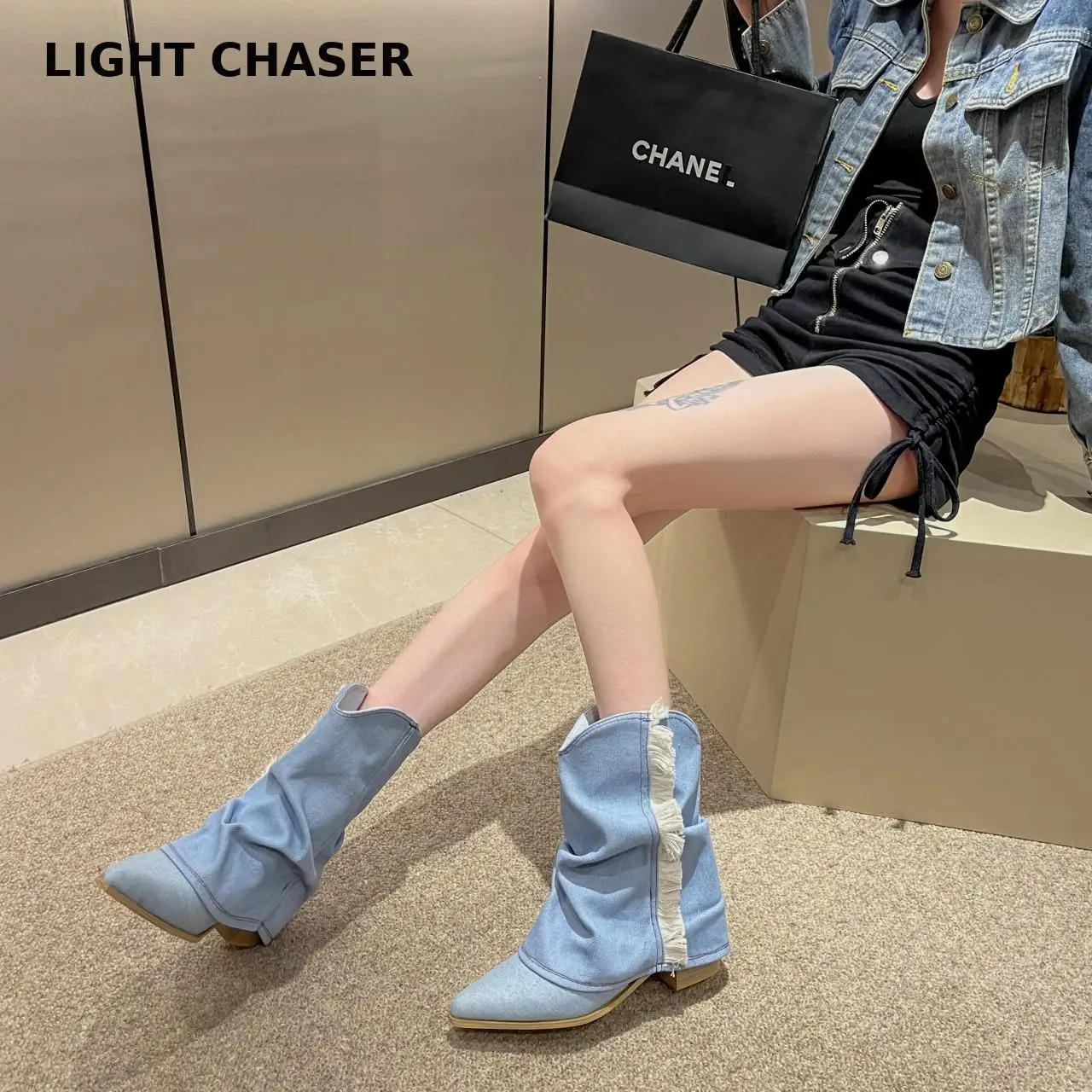 2023 Short Ankle Boots for Autumn for Footwear Womens Pumps Cowboy Female Heels Pointed Toe Modern Shoes Ladies Western Boots
