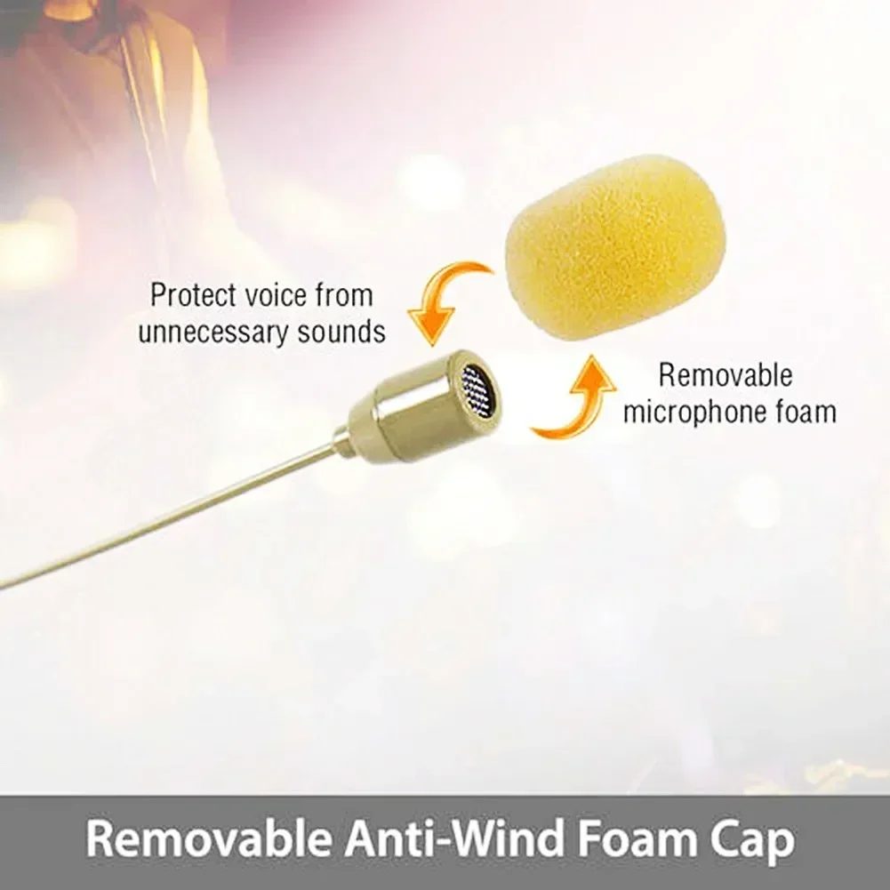 Beige Single Earhook Headset Mic Headworn Microphone Hand-3.5mm Mini 4 Pin XLR Connector With Microphone Covers