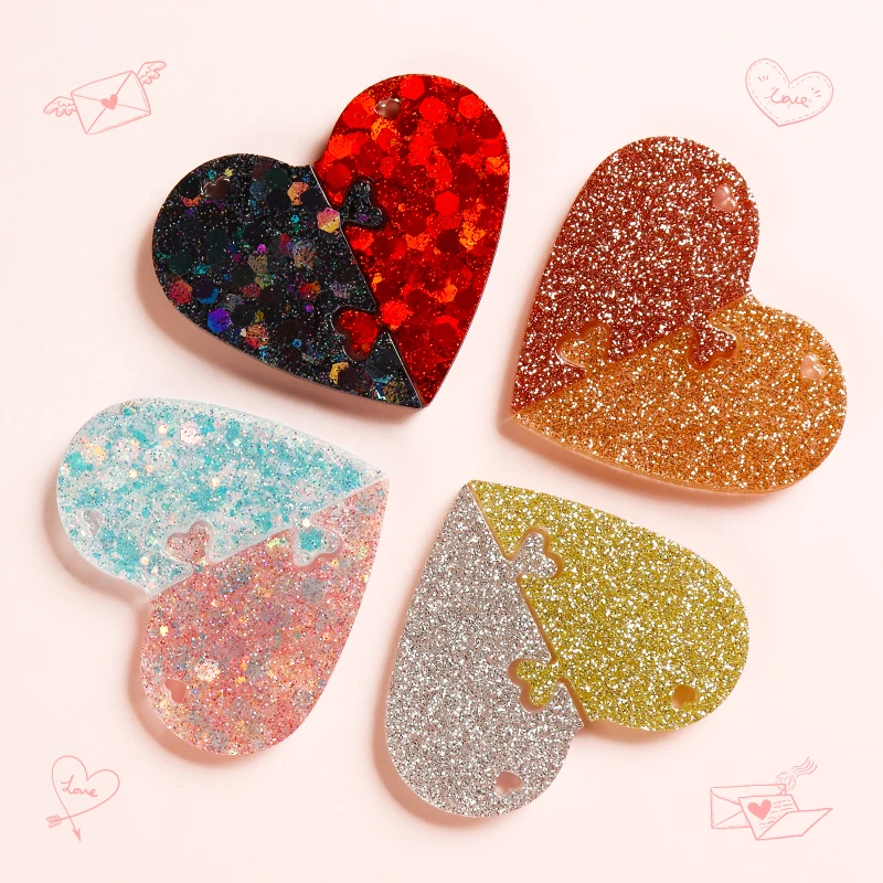 Heart Shape Pendant Silicone Mold DIY Valentine's Day Earrings Charms Resin  Casting Mold Couple Keychain Jewelry Making Tools