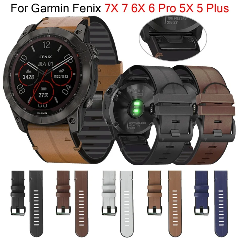 

Ремешок для смарт-часов Garmin Fenix 6X 6 Pro 7X 7 5X 5 Plus 3 3HR 945, ремешок для часов 22 26 мм, силиконовый кожаный быстросъемный ремешок для часов