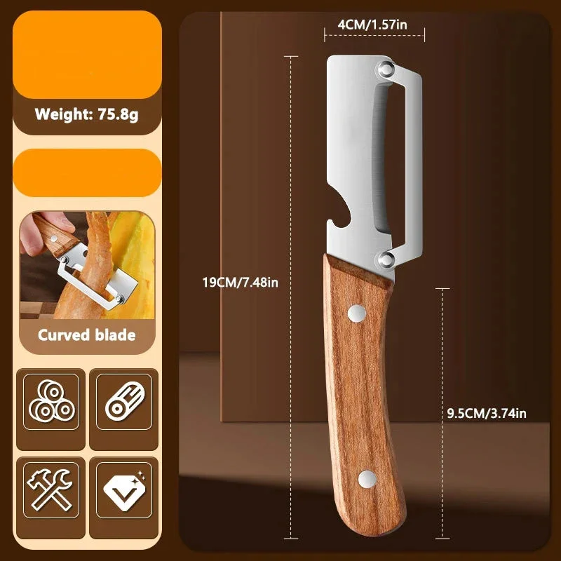 1PC Stainless Steel Peeler with Wooden Handle for Peeling and Slicing Fruits and Vegetables | Durable and Smooth Operation