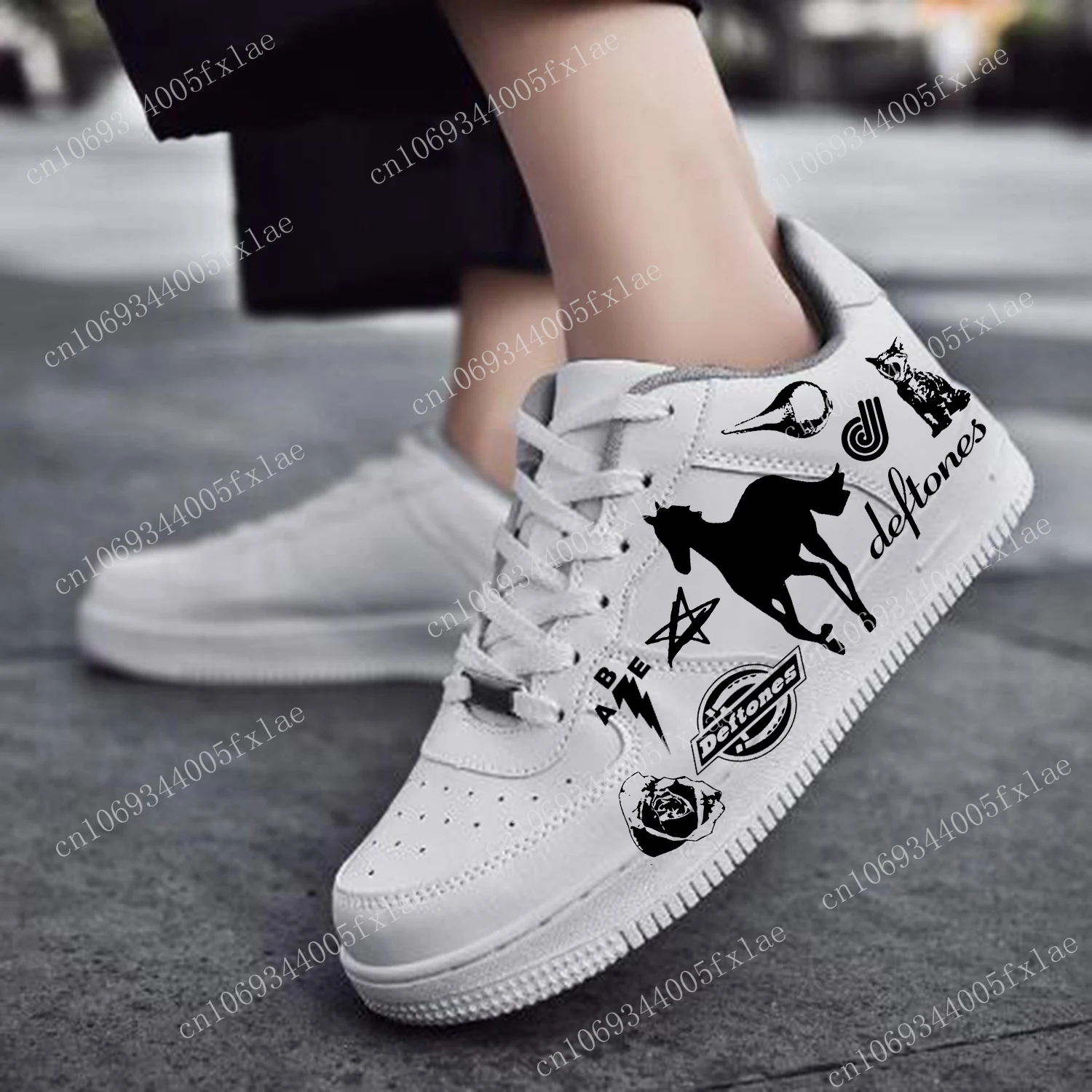 

Deftones AF Basketball Mens Womens Sports Running High Quality Flats Force Sneakers Lace Up Mesh Customized Made Shoe White