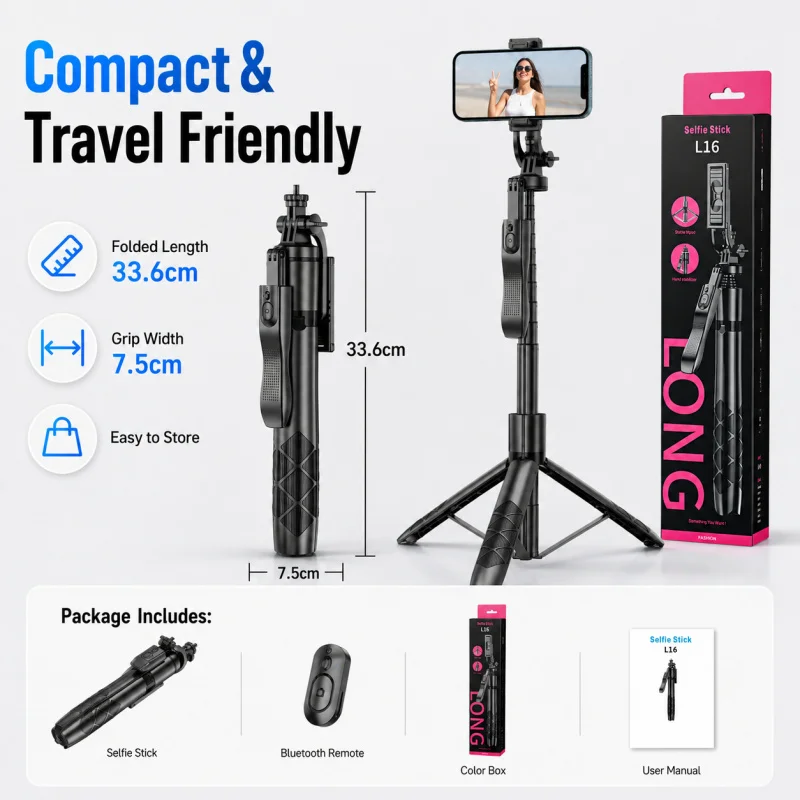 블루투스 리모컨이 포함된 3-in-1 확장형 셀카봉 삼각대, 1575mm 휴대용 휴대폰 삼각대 스탠드, 360도 회전 ° 회전 가능한 휴대폰 거치대