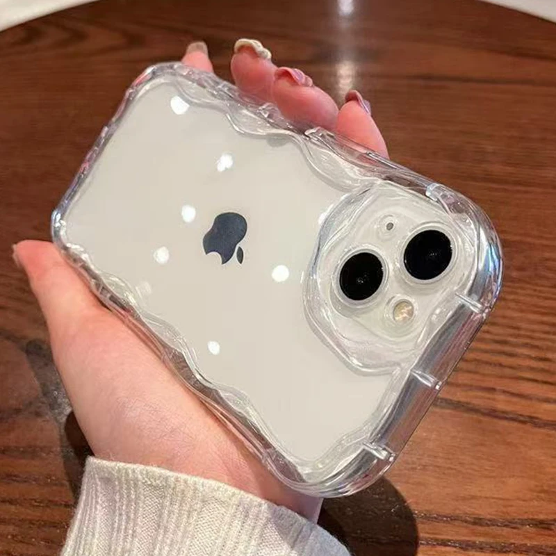 Luxury Clear Wavy TPU Phone Case Silicone Cover
