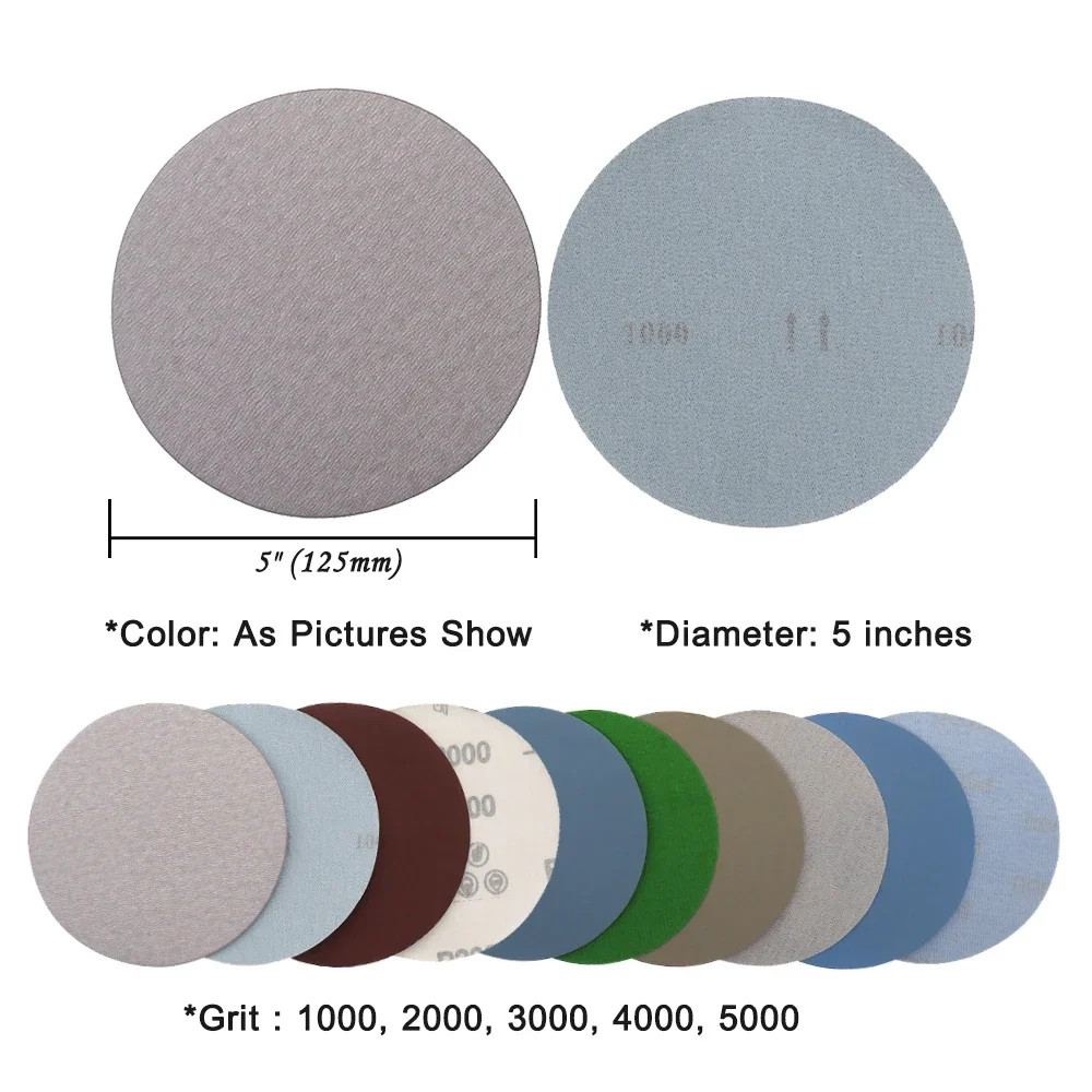 Sanding Discs 15PCS 5 Inch Sanding Discs Assorted 1000-5000 Grit Wet & Dry Sandpaper 125mm Compatible for Random Orbital Sanders Polishing