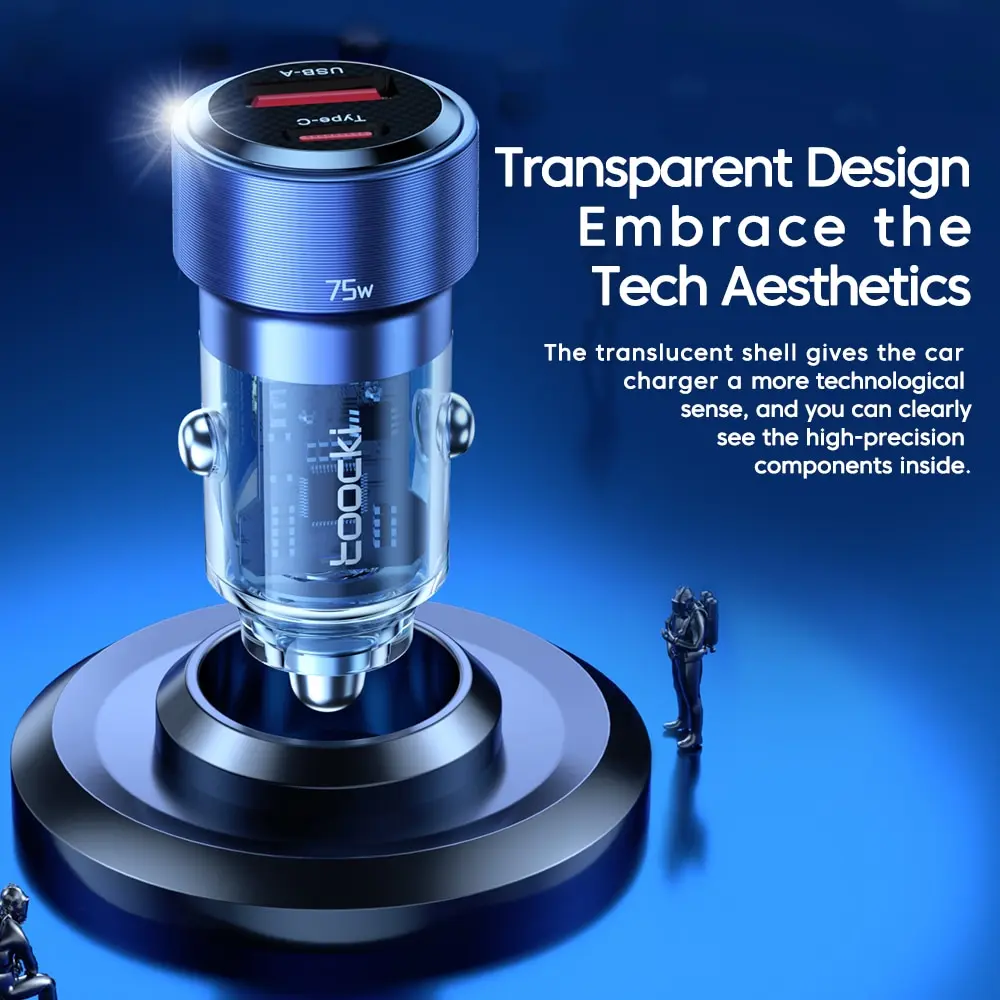 شاحن سيارة سريع من toki C 75W بمنفذ USB QC 59 W من...