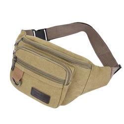 Canvas Waist Bag - Unisex Fashion Bum Bag and Travel Pouch (Khaki)