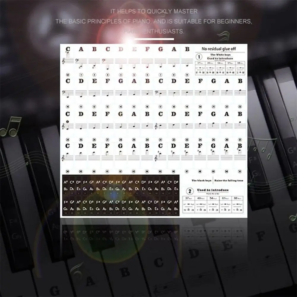 Electronic Piano Keys Adhesive Sticker Symbol Piano Stave Note Keyboard Note Sticker White Keys Srcikers Keyboard