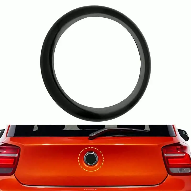 VHEUHZ Achterste Badge Ring Cover Sticker, Bootembleem Ring Logo Decoratie Cover Trim Hood Compatibel met BMW 1 serie F20 F21 M140i M135i 118i (helder zwart
