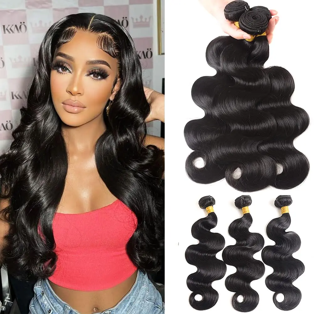 

Body Wave Human Hair Bundles Brazilian Natural Hair Weave 3/4 Bundles Deal 8-32Inch Machine Double Weft Bundles Hair Extensions