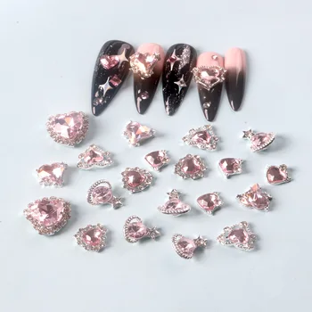 Pink Heart Nail Charms 1