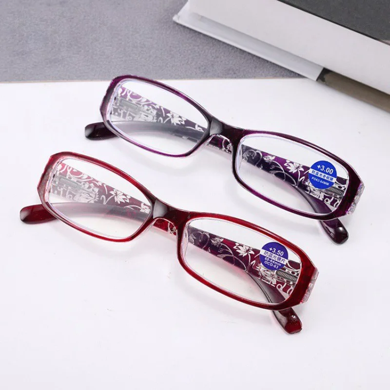 Anti Blue Light Reading Glasses Women Retro Presbyopic Glasses Pattern Eyeglasses Diopter +1.0 +1.5 +2.0 +2.5 +3.0 +3.5+4.0