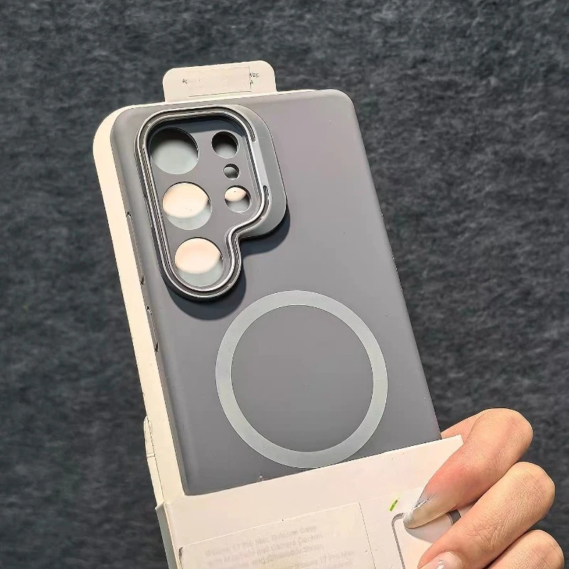 Magsafe Liquid Silicone Case with Metal Lens Protection and Magnetic Cover