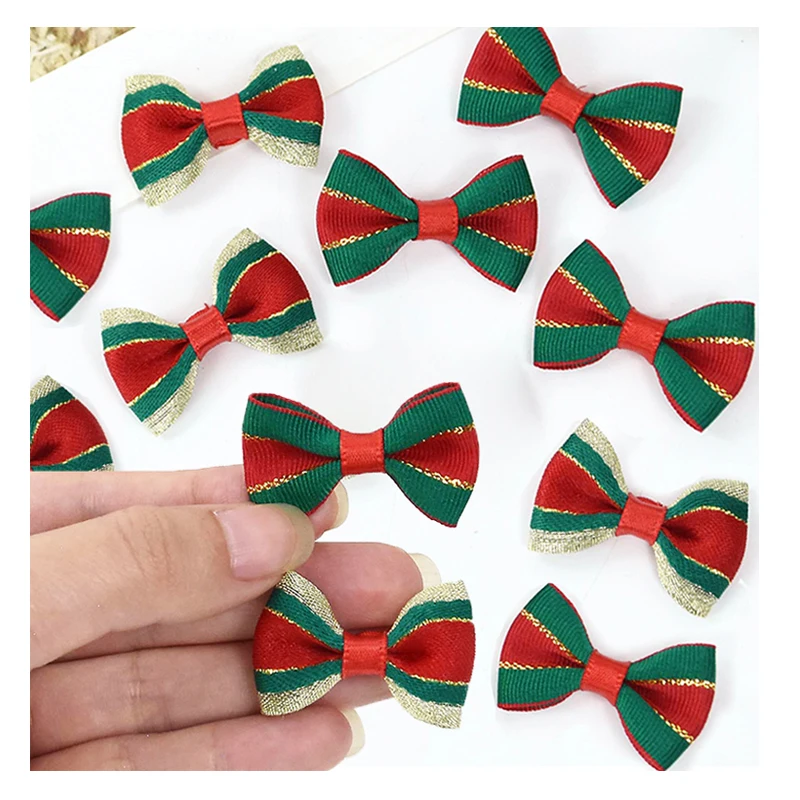 30pcs Christmas Bow Diy Craft Gifts Ribbon Bows Handmade Bow Hair Clips Clothing Sewing Decor Accessories Christmas Decoration