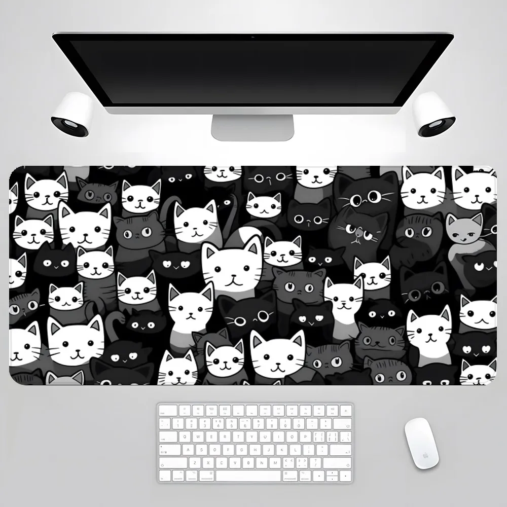 Anime Pink Cute Cat Mouse Pad XXL Deskmat Mats Gamer Pc Gaming Accessories Rubber Mat Keyboard Cabinet Mause Laptops