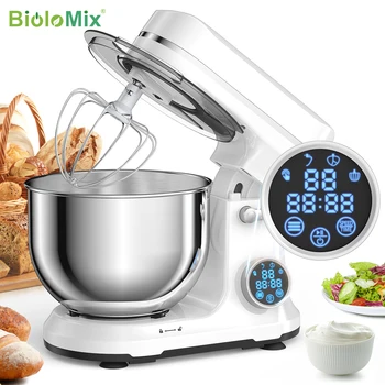 BioloMix Kitchen Food Stand Mixer, 1200W 11-Speeds DC Motor, Digital OLED Screen, Electric Food Mixer with Dough Hook, Whisk 1