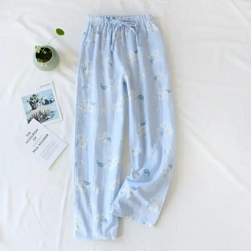 

Cotton Sale Wleepwear Pajamas Ladies Bottoms Yarn Sleep Home Trousers Women Fresh Print Hot Loose Pants