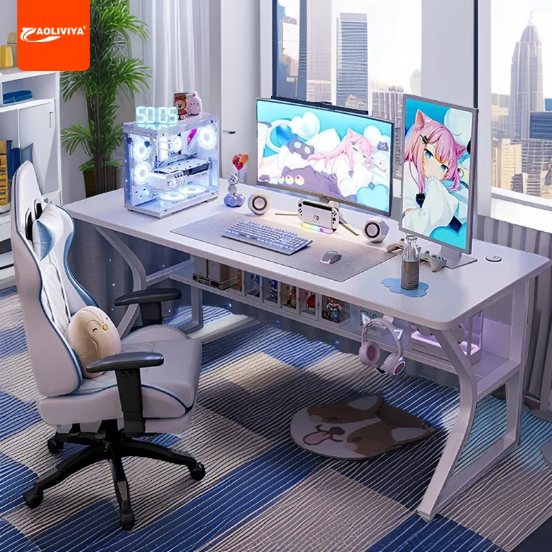 

Компьютерный стол Aoliviya для киберспорта, белый настольный стол для дома и офиса и стулья, простой письменный стол для спальни и учебы