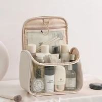Transparent PU Cosmetic Bag with Hook Waterproof Travel Washbag Large Makepouch 1