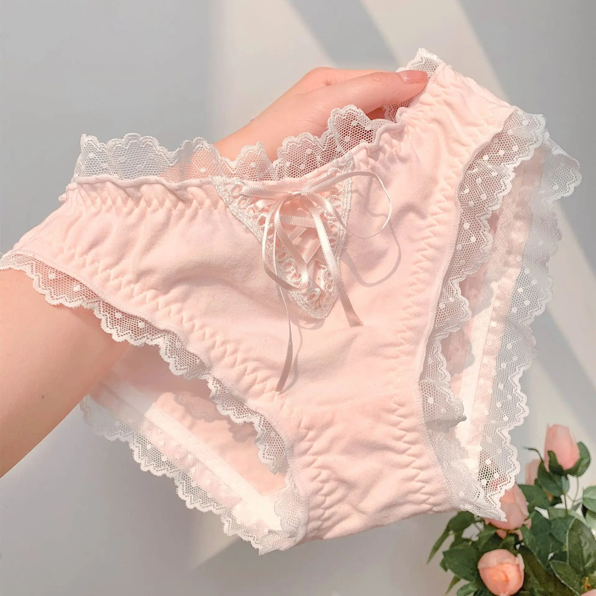 

Summer Women's Underwear Sexy Lace Briefs Pure Cotton Underwear Antibacterial Crotch Underwear Breathable Panties Cute Underwear