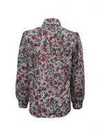 Ditsy Floral Print Long Sleeve Button-Up Blouse for Women, Loose Fit Casual Shirt - Image 4